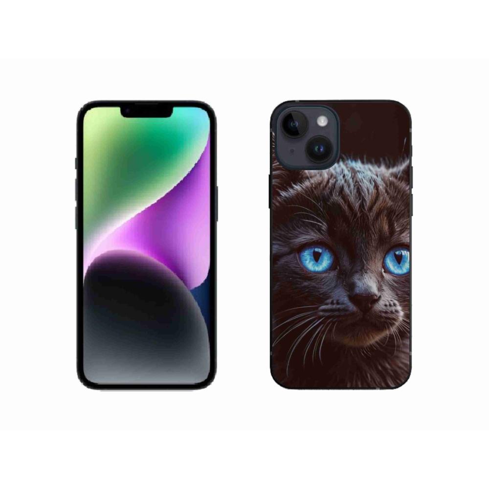 Gélový kryt mmCase na iPhone 14 - čierne mačiatko 2