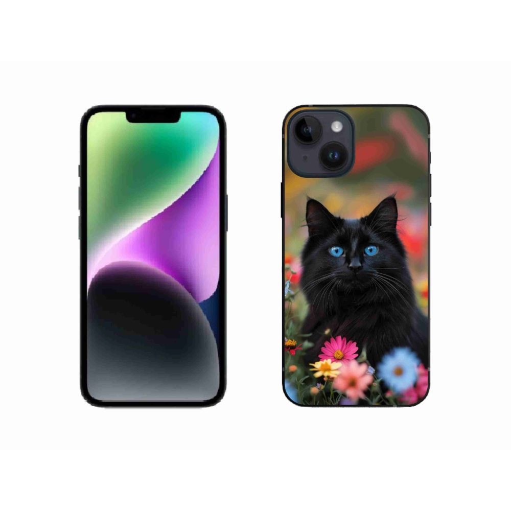 Gélový kryt mmCase na iPhone 14 - čierne mačiatko 4