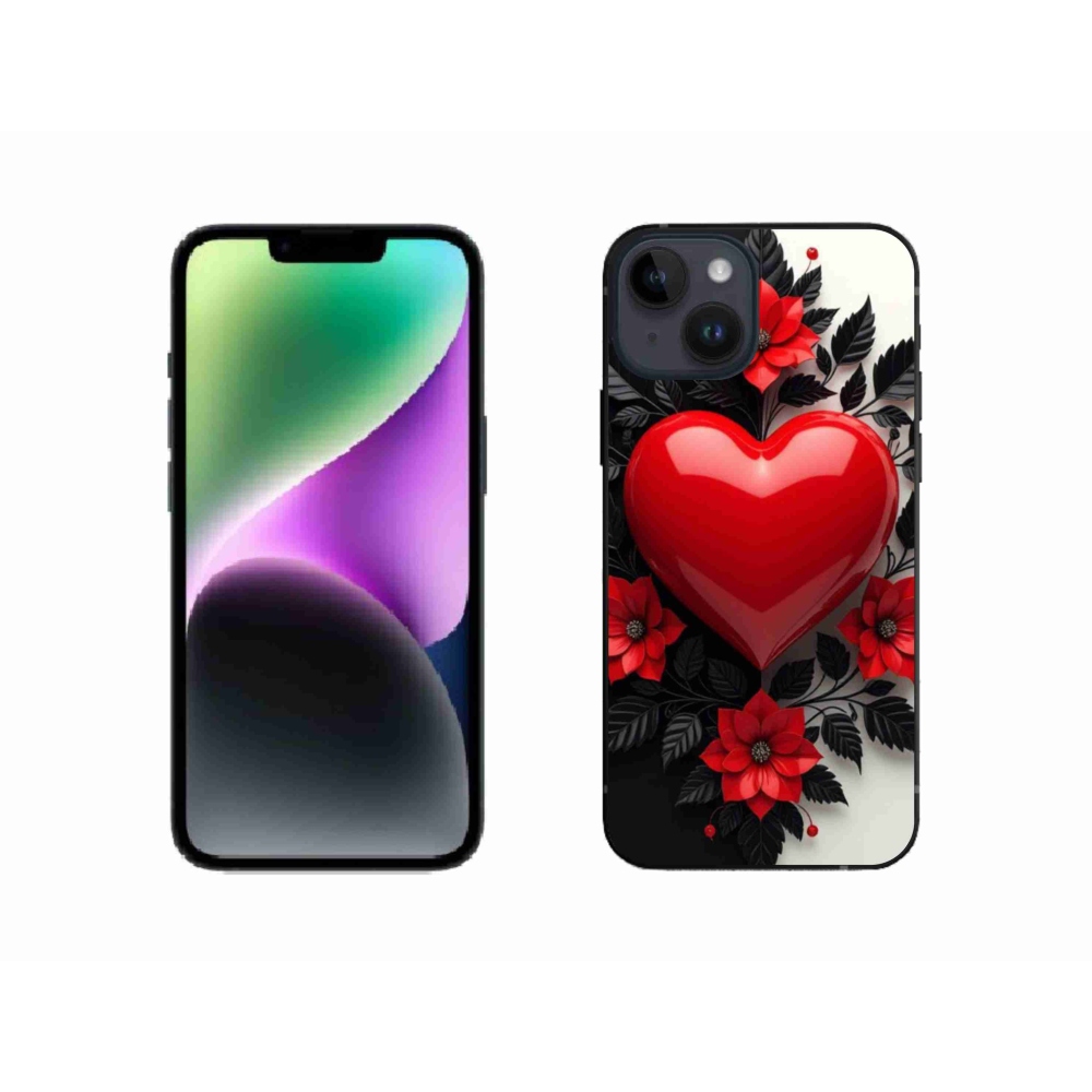 Gélový kryt mmCase na iPhone 14 - červené srdce