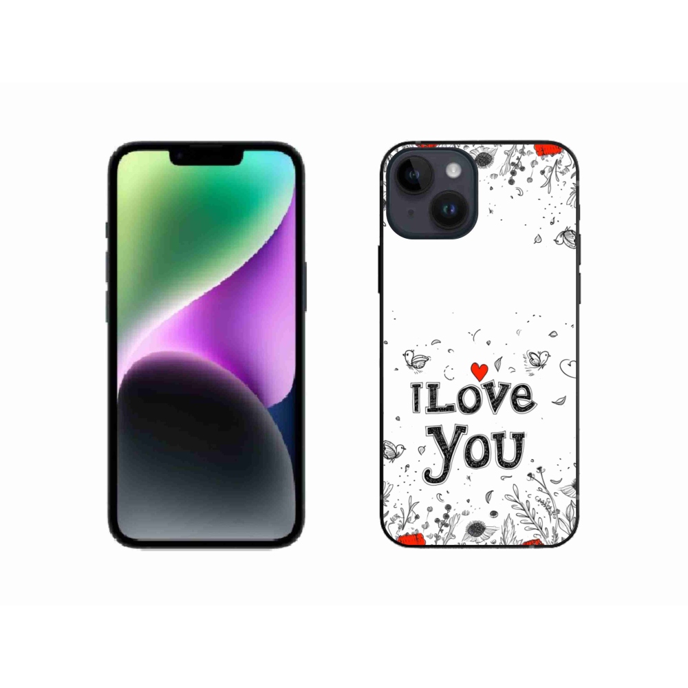 Gélový kryt mmCase na iPhone 14 - I love you biele pozadie