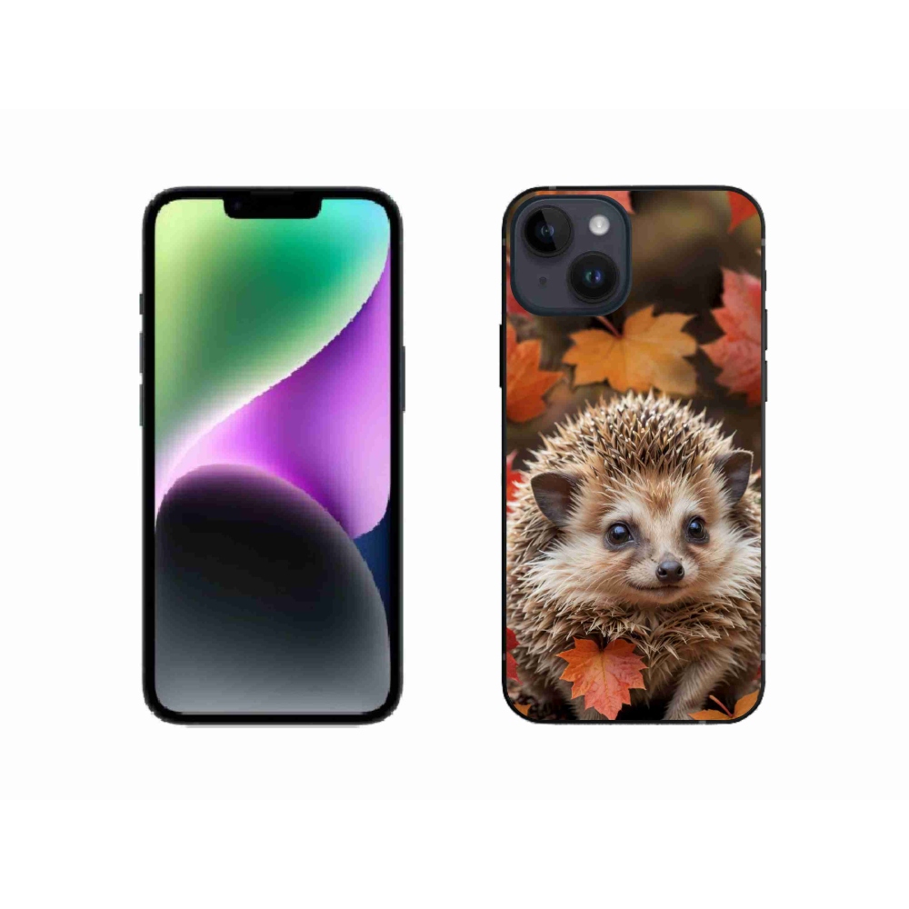 Gélový kryt mmCase na iPhone 14 - ježko v lístia