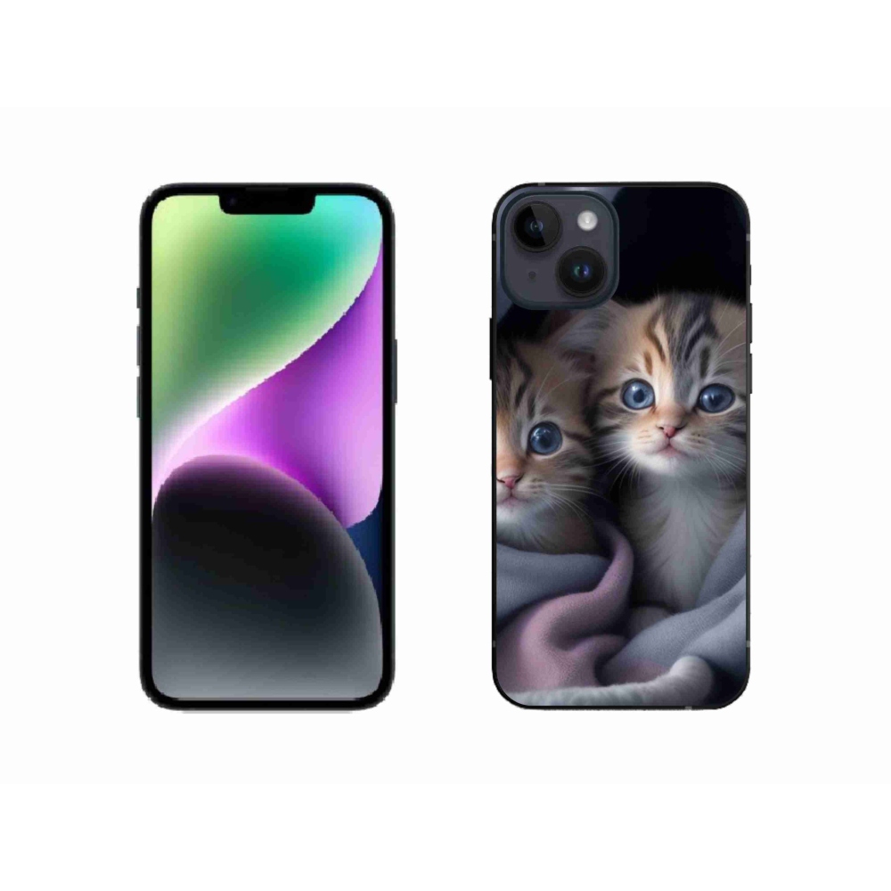 Gélový kryt mmCase na iPhone 14 - mačacie duo 2