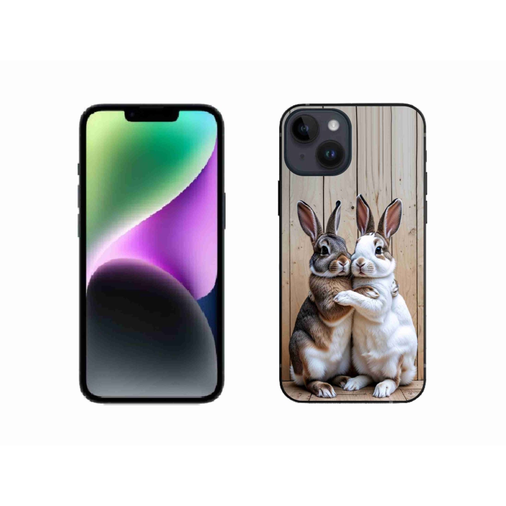 Gélový kryt mmCase na iPhone 14 - králičie pár
