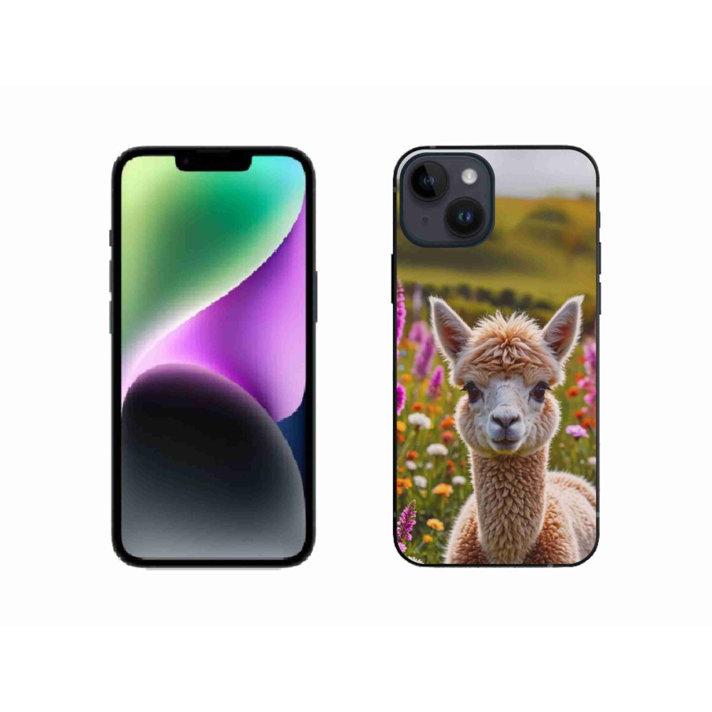 Gélový kryt mmCase na iPhone 14 - lama na lúke