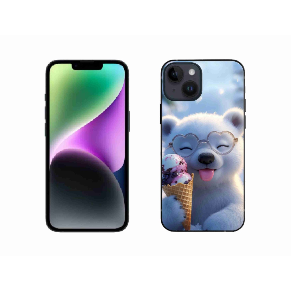 Gélový kryt mmCase na iPhone 14 - medvedík so zmrzlinou