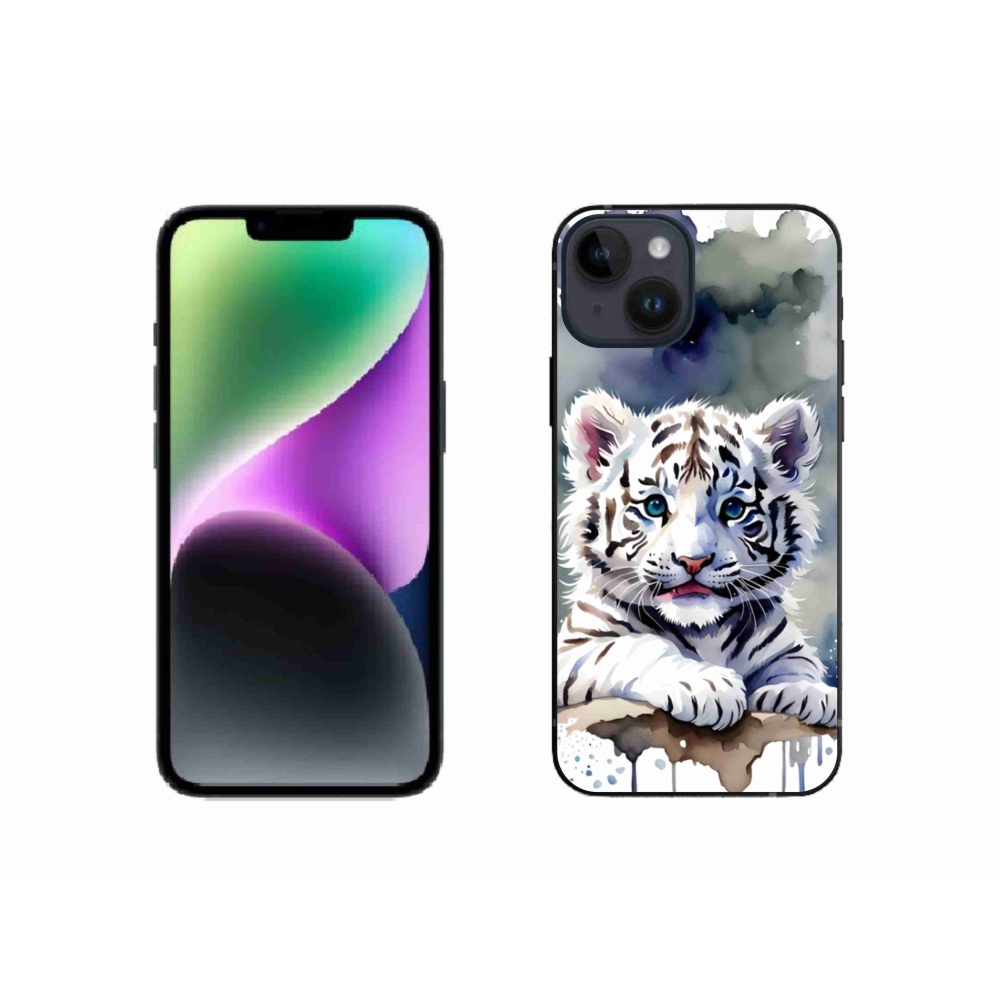 Gélový kryt mmCase na iPhone 14 - mláďa bieleho tigra