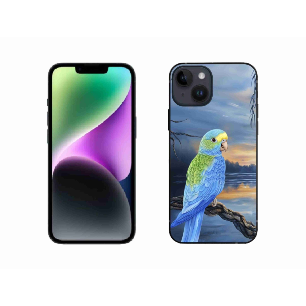 Gélový kryt mmCase na iPhone 14 - modrý papagáj