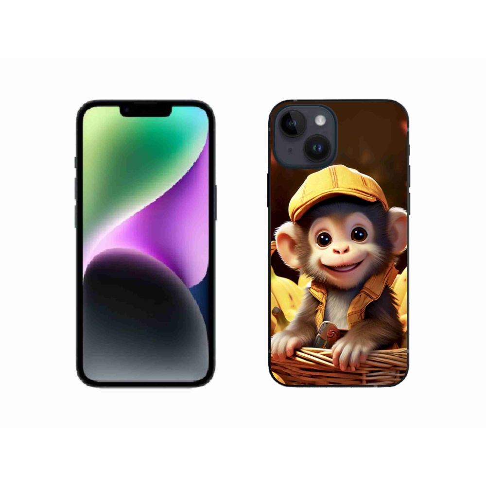 Gélový kryt mmCase na iPhone 14 - opice v košíku