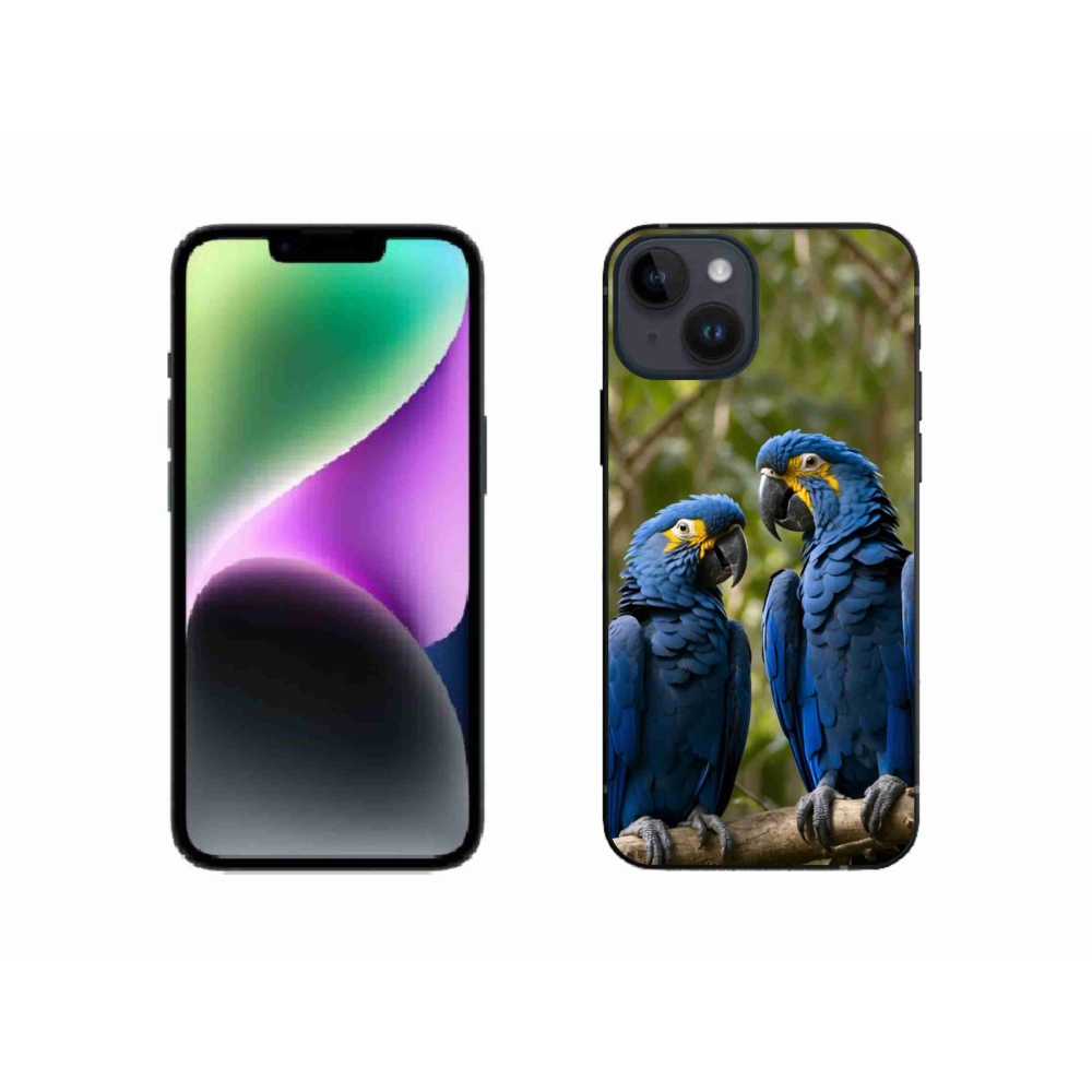Gélový kryt mmCase na iPhone 14 - papagájové duo