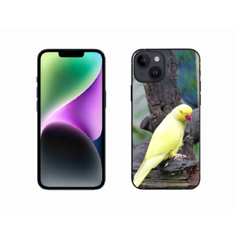 Gélový kryt mmCase na iPhone 14 - papagáj alexander žltý