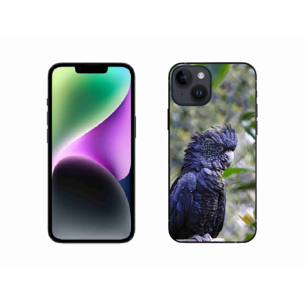 Gélový kryt mmCase na iPhone 14 - papagáj kakadu čierny