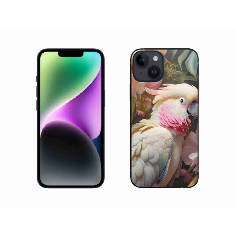 Gélový kryt mmCase na iPhone 14 - papagáj kakadu ružový 2