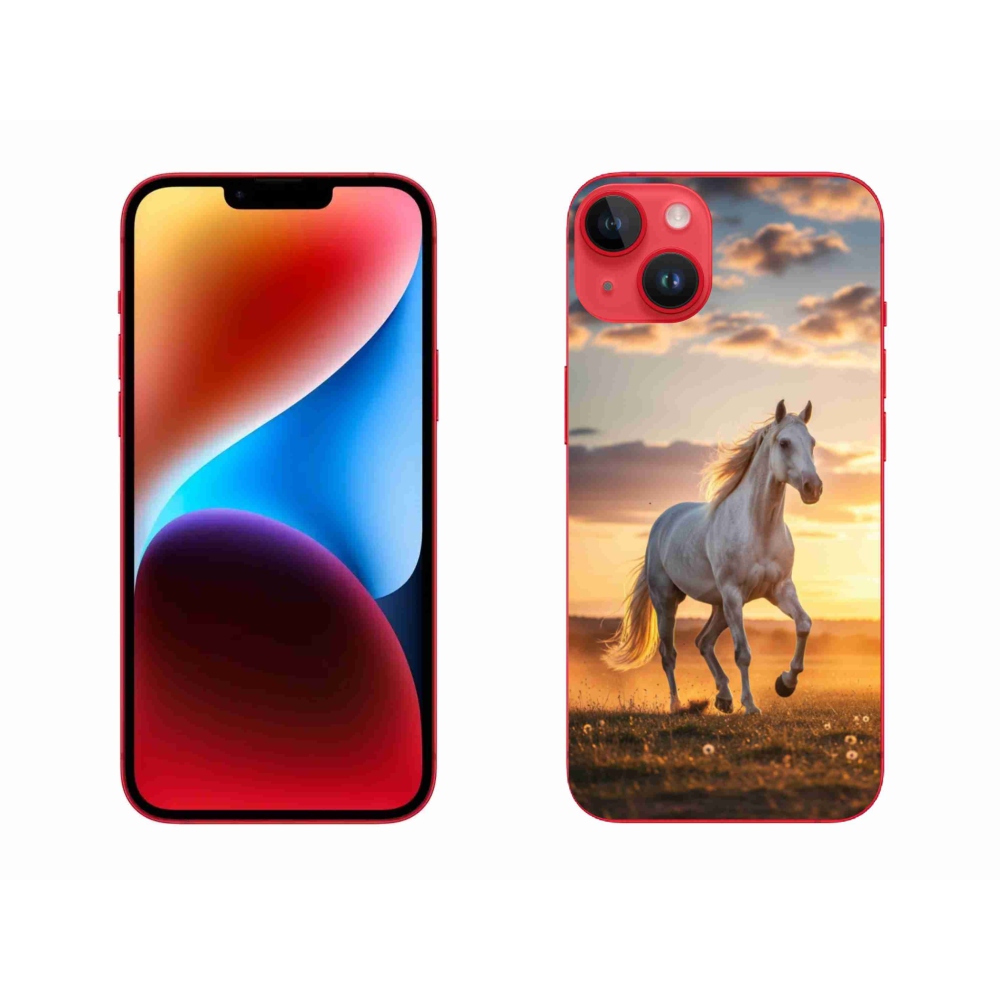 Gélový kryt mmCase na iPhone 14 Plus - bežiaci biely kôň 2