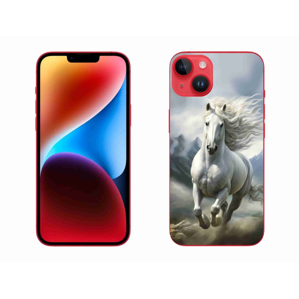 Gélový kryt mmCase na iPhone 14 Plus - bežiaci biely kôň 3
