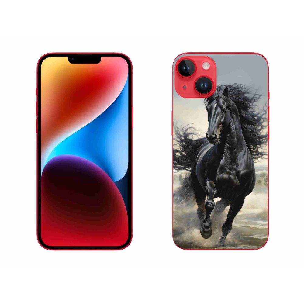 Gélový kryt mmCase na iPhone 14 Plus - bežiaci čierny kôň