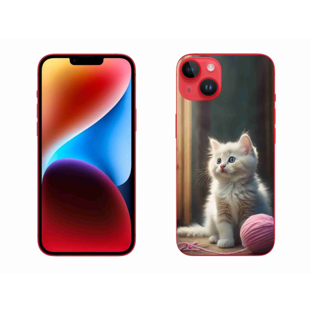 Gélový kryt mmCase na iPhone 14 Plus - biele mačiatko 2