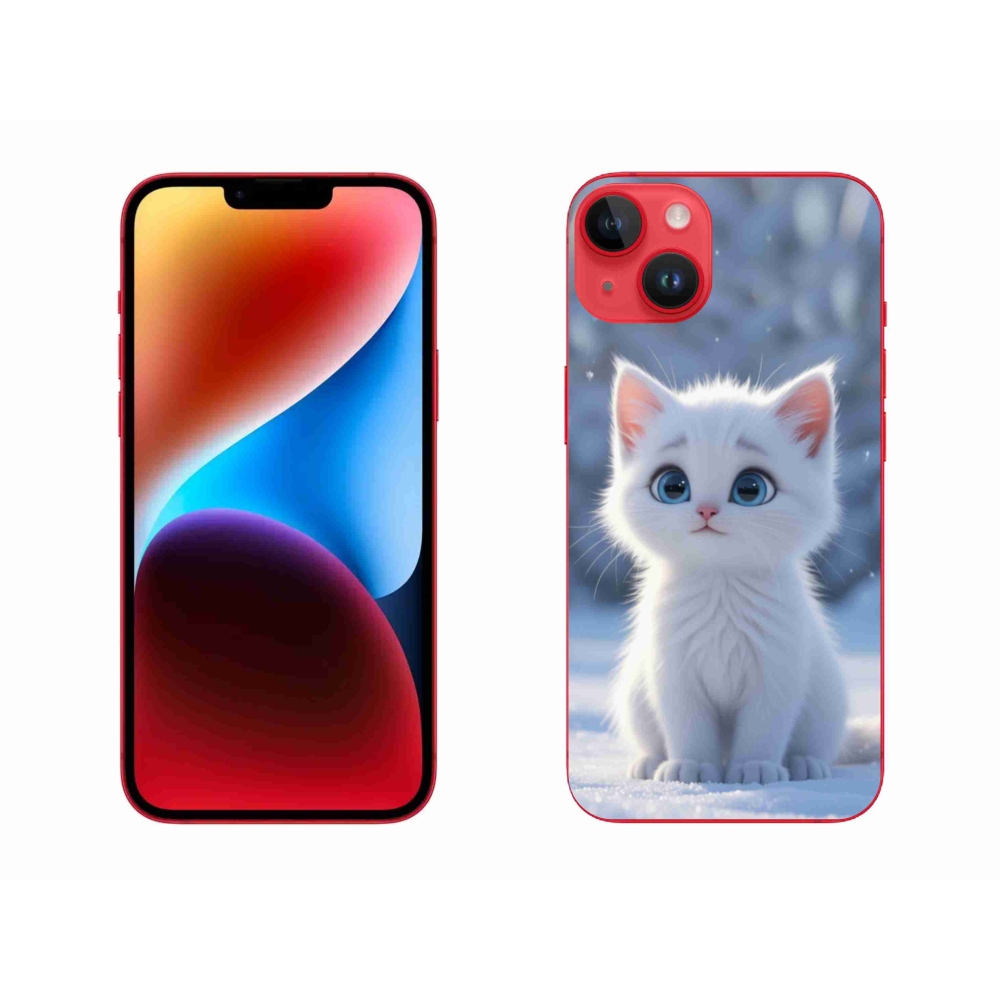 Gélový kryt mmCase na iPhone 14 Plus - biele mačiatko 3