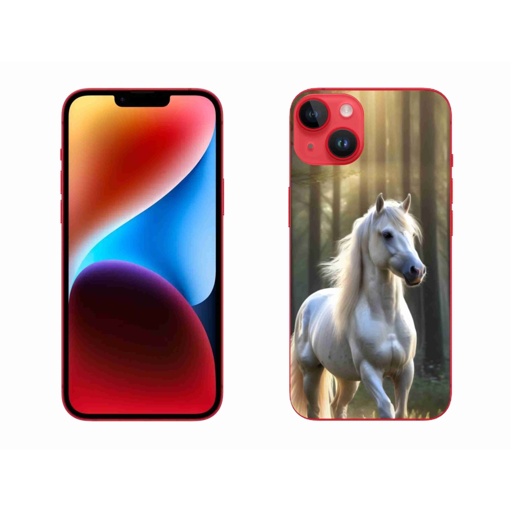 Gélový kryt mmCase na iPhone 14 Plus - biely kôň 3