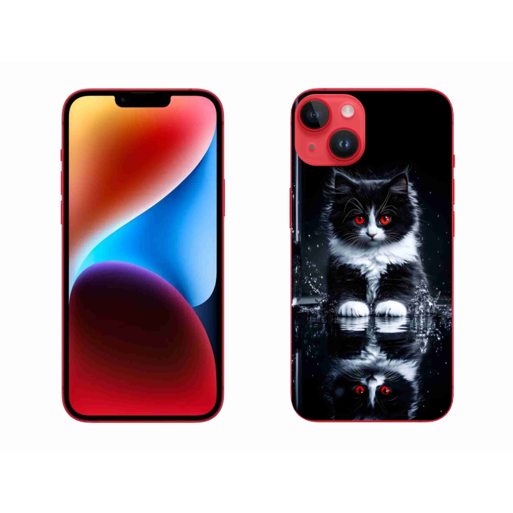 Gélový kryt mmCase na iPhone 14 Plus - čiernobiele mačiatko