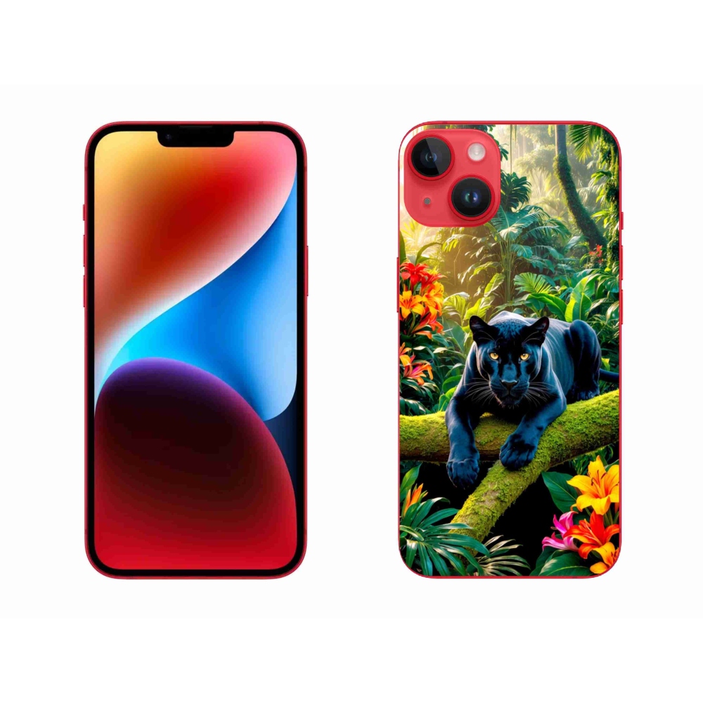 Gélový kryt mmCase na iPhone 14 Plus - čierny panter v džungli