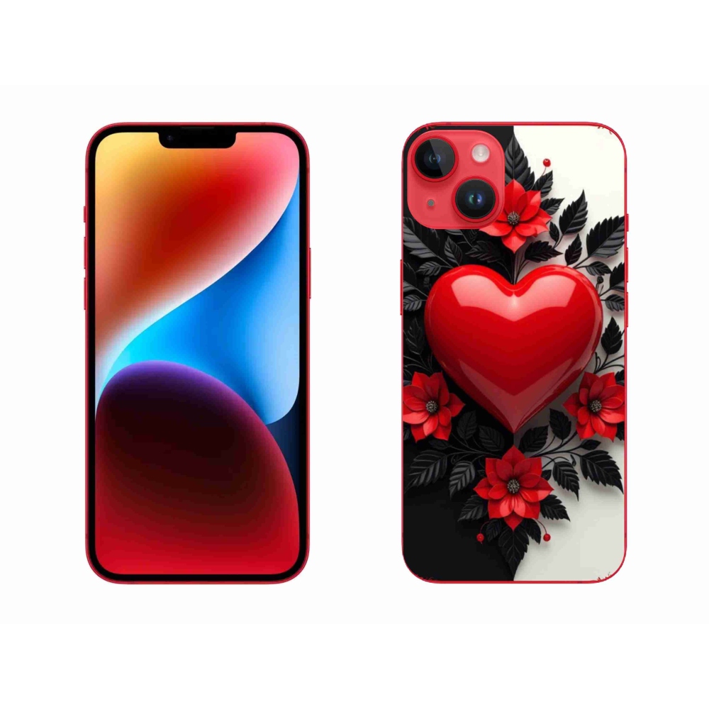 Gélový kryt mmCase na iPhone 14 Plus - červené srdce