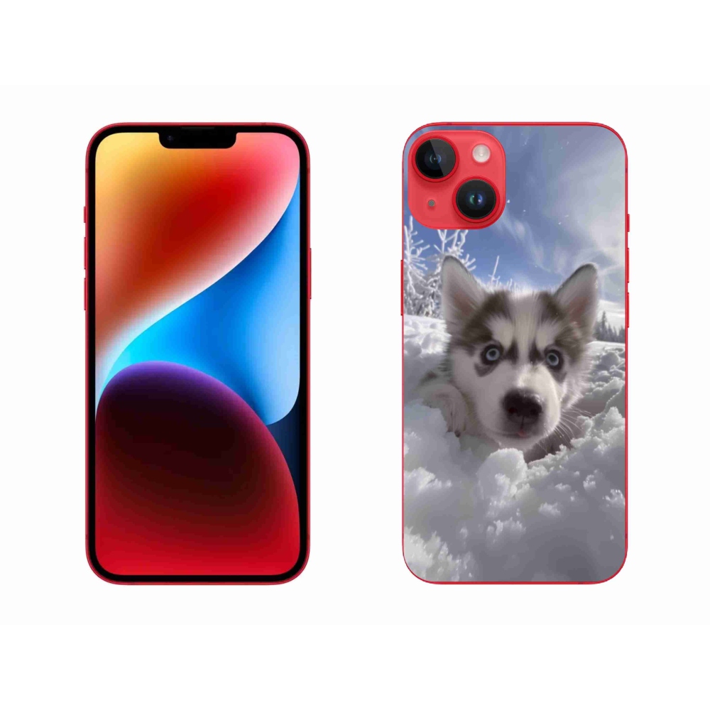 Gélový kryt mmCase na iPhone 14 Plus - husky v snehu