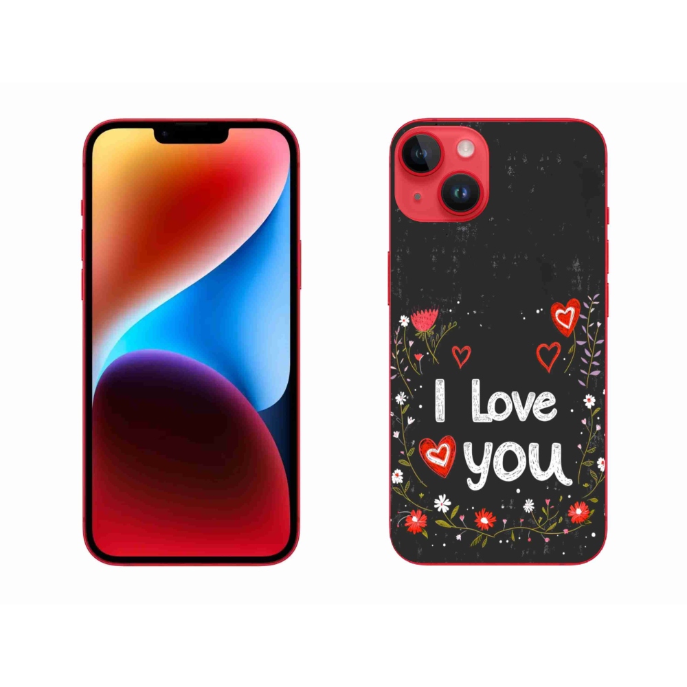 Gélový kryt mmCase na iPhone 14 Plus - I love you čierne pozadie