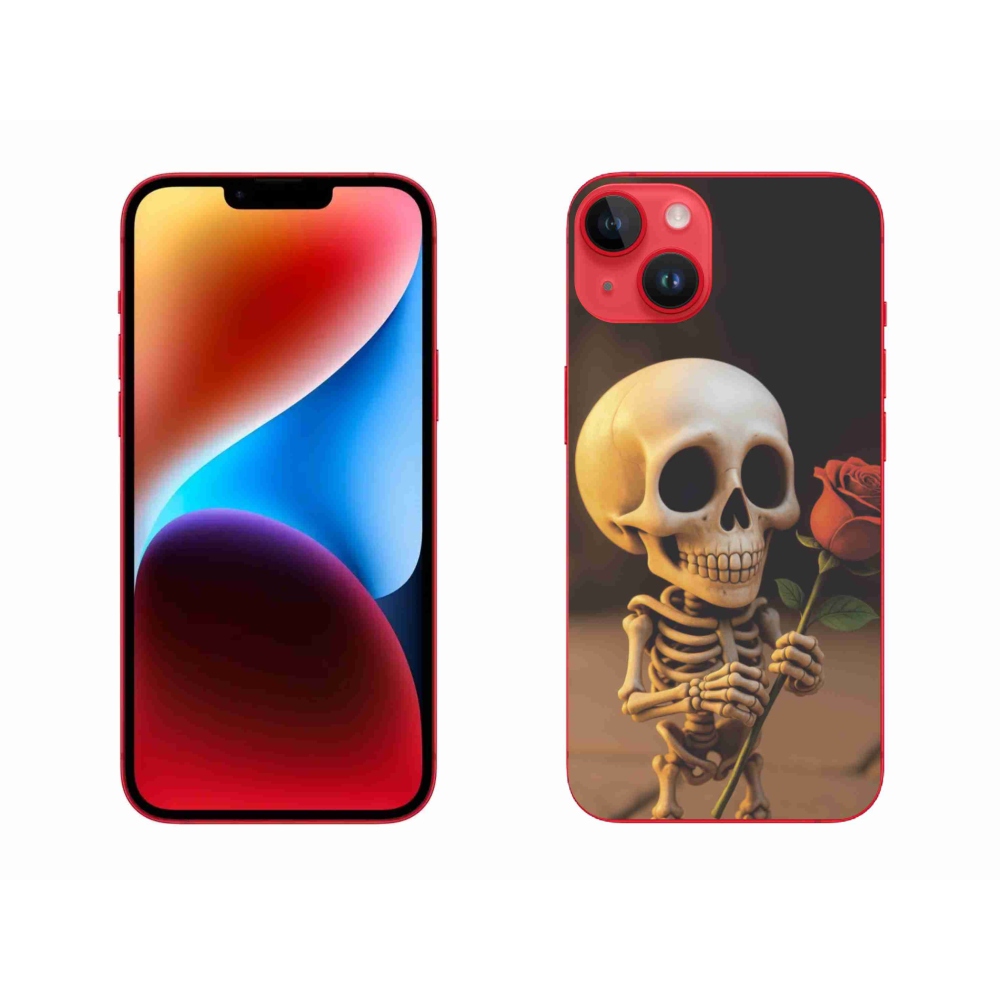 Gélový kryt mmCase na iPhone 14 Plus - kostlivec s ružou