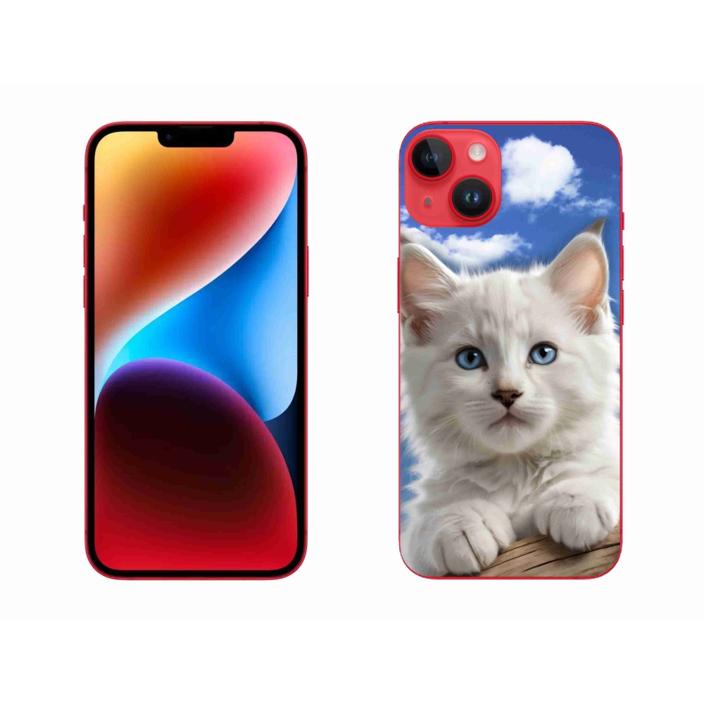 Gélový kryt mmCase na iPhone 14 Plus - mačiatko a oblaky