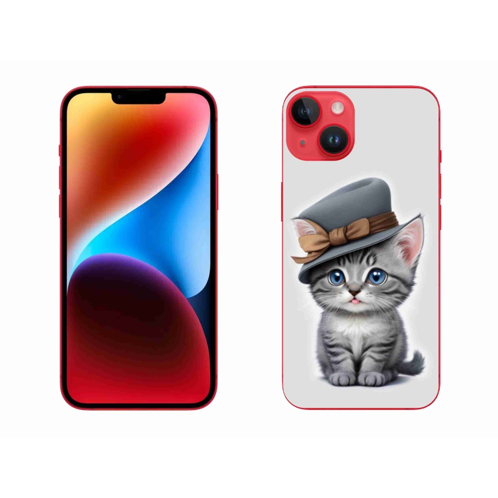 Gélový kryt mmCase na iPhone 14 Plus - mačiatko s klobúkom
