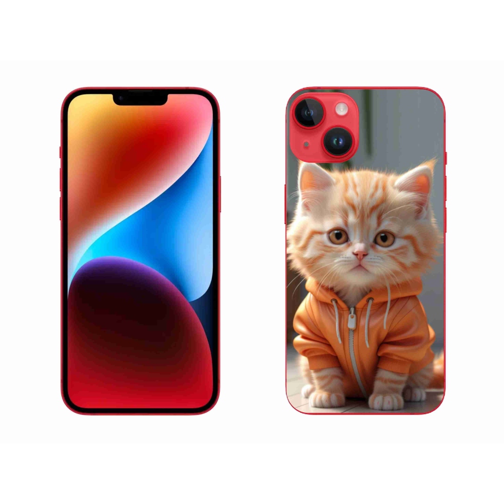 Gélový kryt mmCase na iPhone 14 Plus - mačiatko v mikine