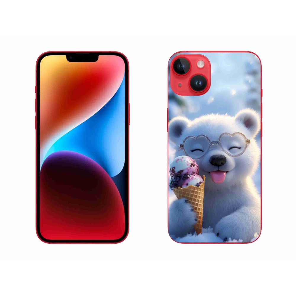 Gélový kryt mmCase na iPhone 14 Plus - medvedík so zmrzlinou