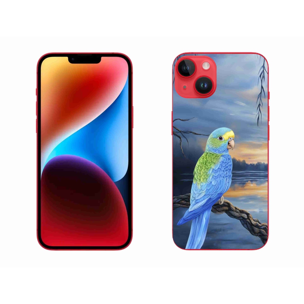 Gélový kryt mmCase na iPhone 14 Plus - modrý papagáj