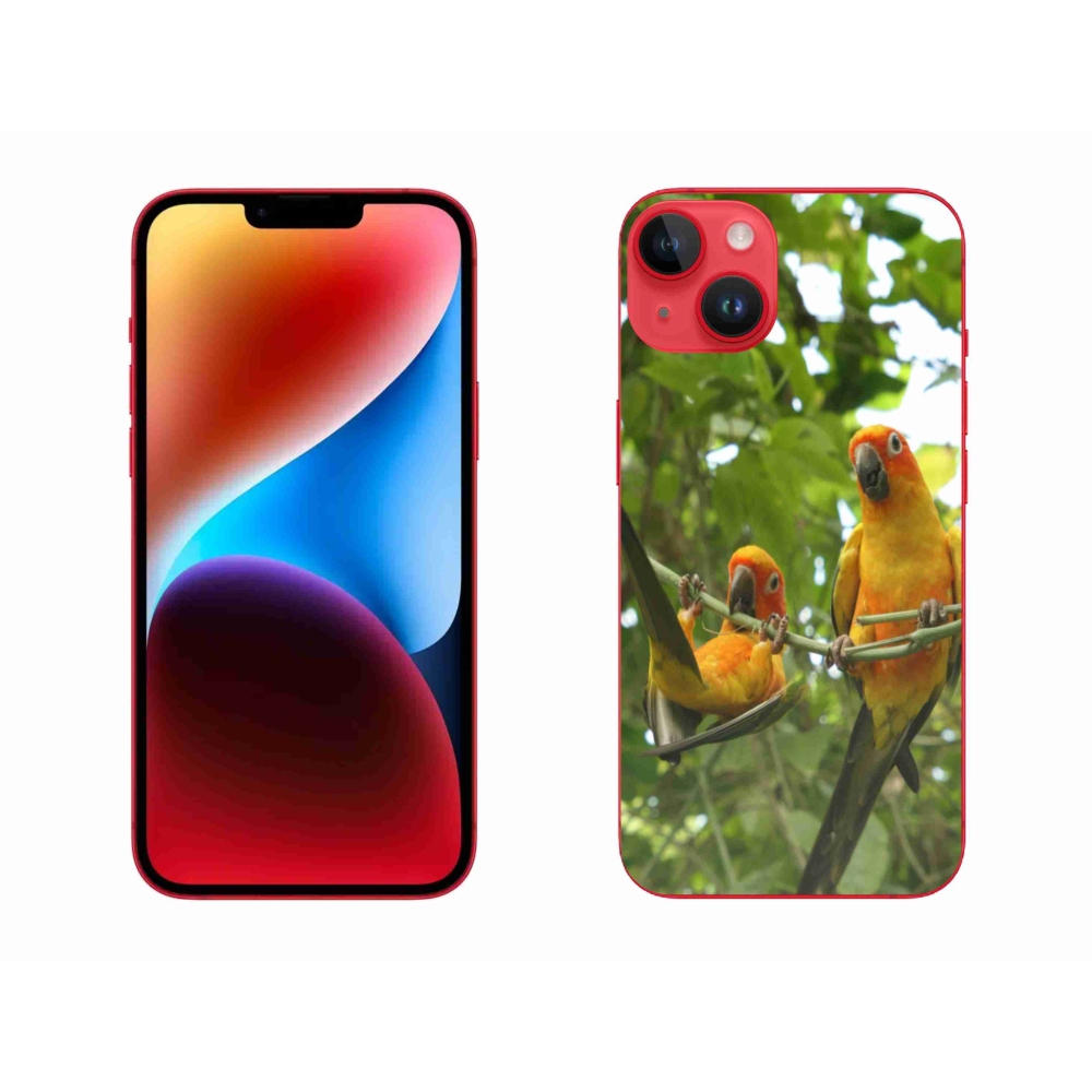 Gélový kryt mmCase na iPhone 14 Plus - papagáje aratingy
