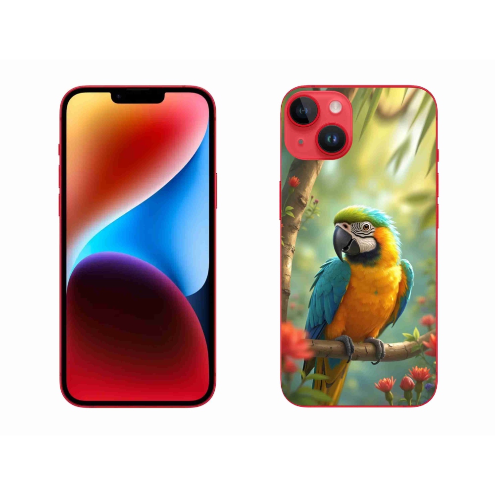 Gélový kryt mmCase na iPhone 14 Plus - papagáj ara modrožltá