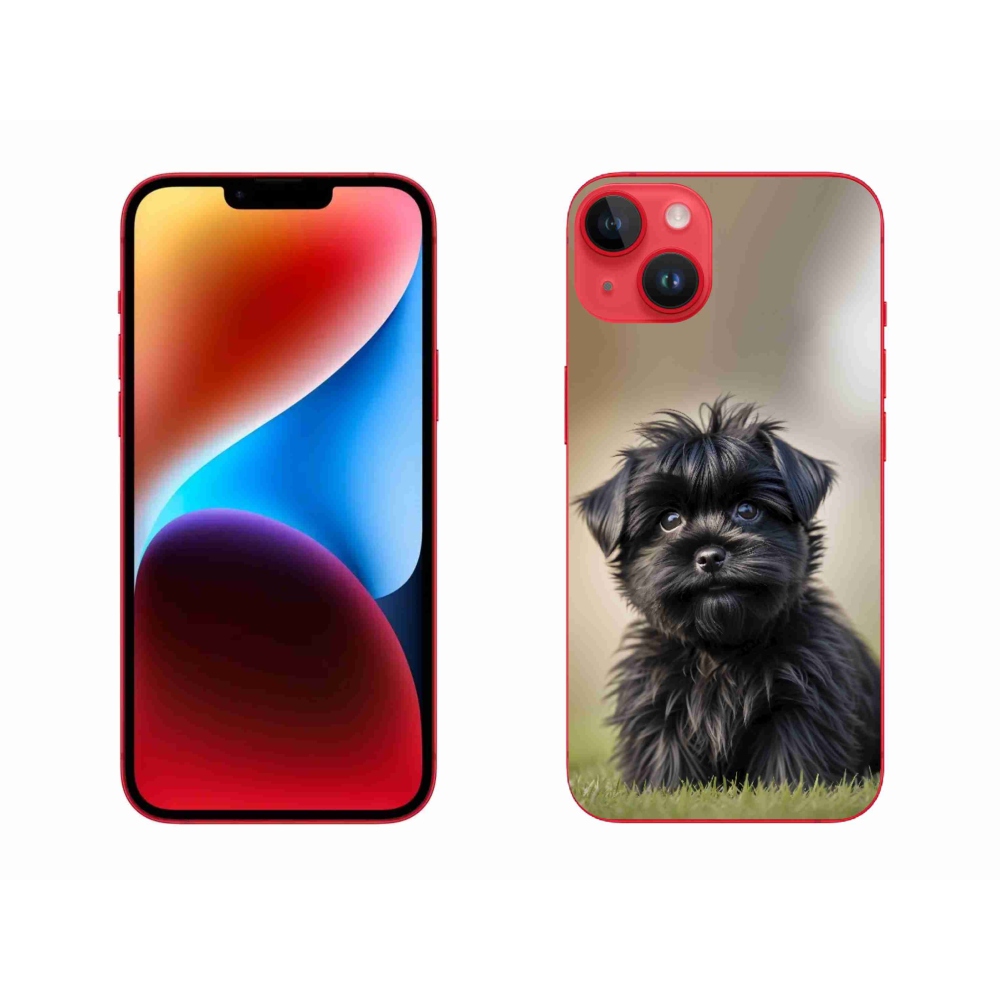 Gélový kryt mmCase na iPhone 14 Plus - roztomilý čierny psík