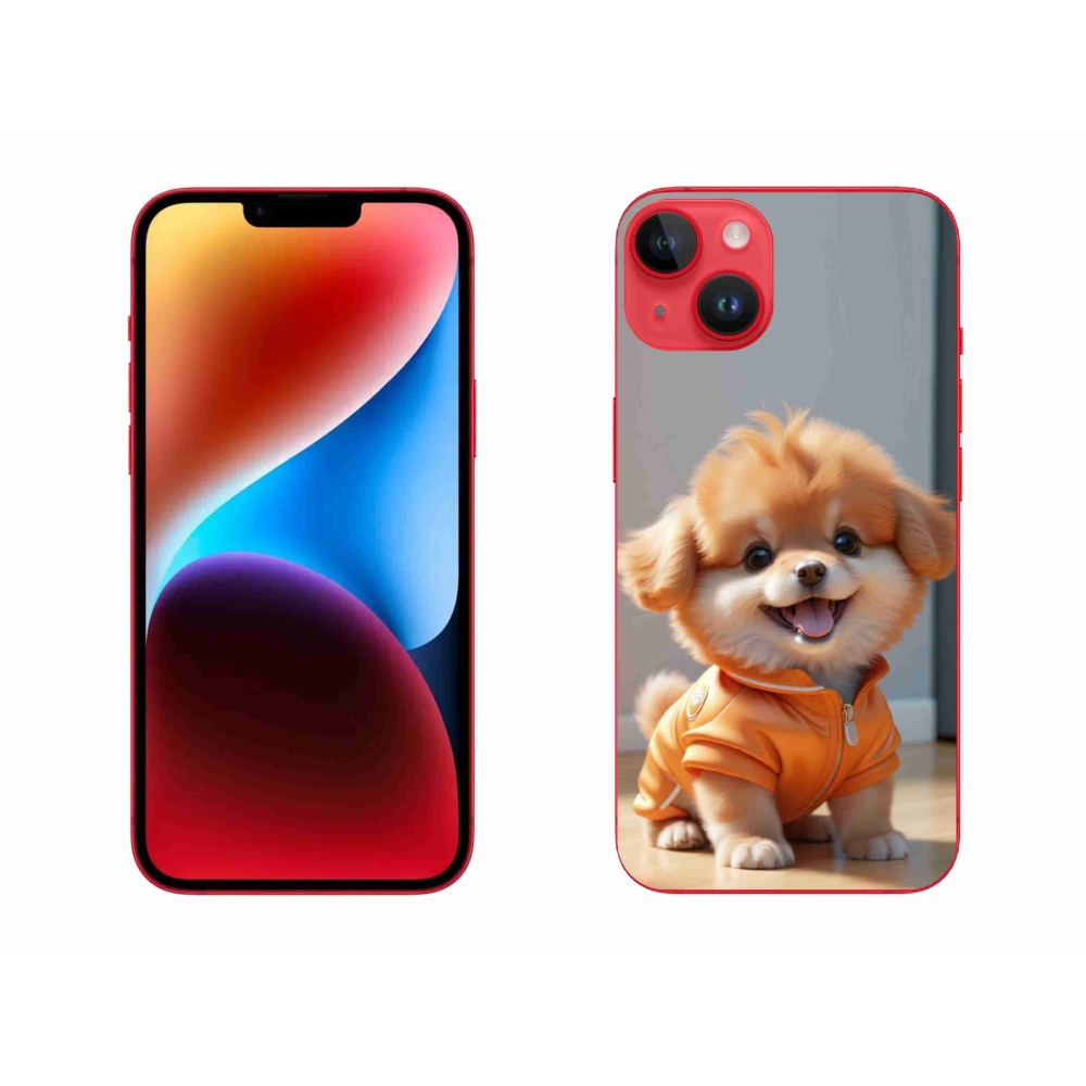 Gélový kryt mmCase na iPhone 14 Plus - roztomilý pomeranian v mikine