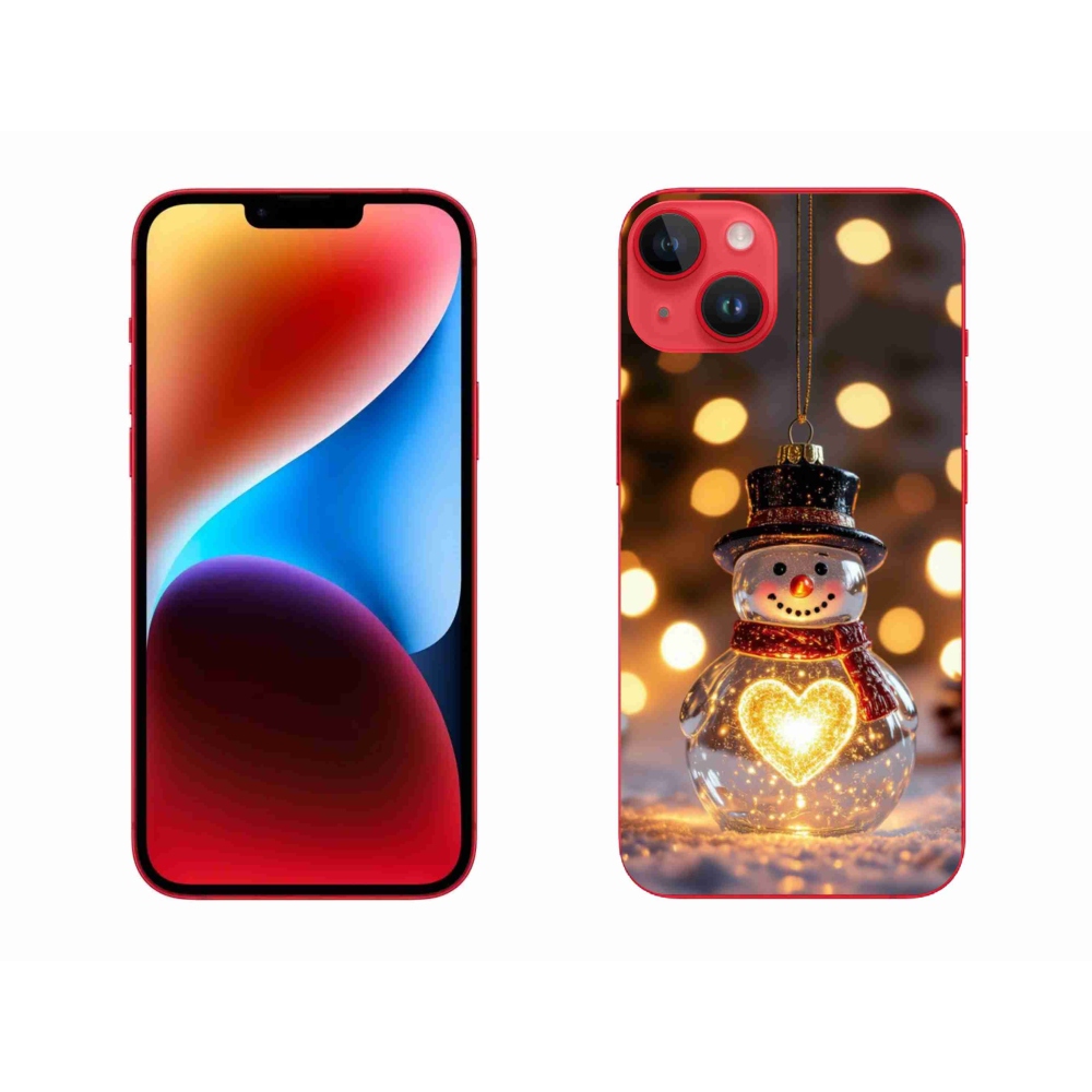 Gélový kryt mmCase na iPhone 14 Plus - svietiaci vianočný snehuliak