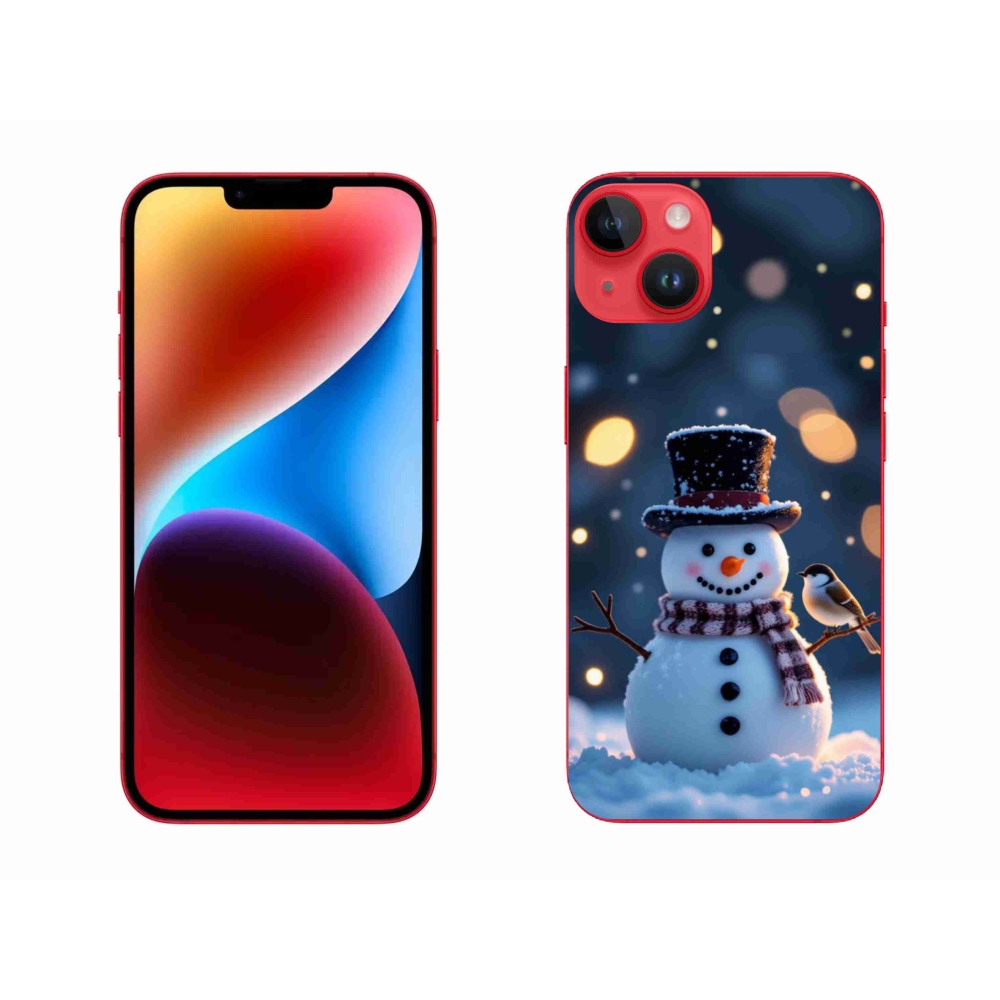 Gélový kryt mmCase na iPhone 14 Plus - vianočný snehuliak