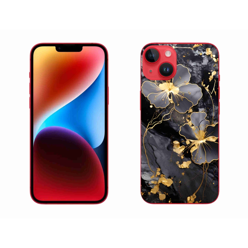 Gélový kryt mmCase na iPhone 14 Plus - zlaté kvety