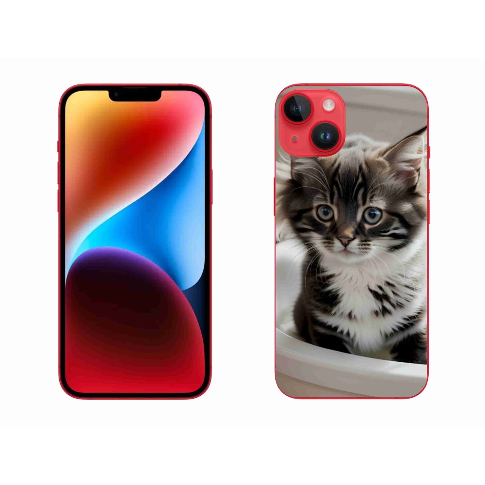 Gélový kryt mmCase na iPhone 14 Plus - zvedavé mačiatko