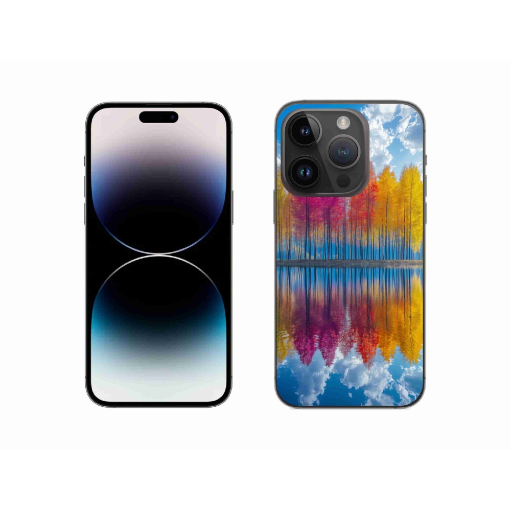 Gélový kryt mmCase na iPhone 14 Pro - farebné stromy