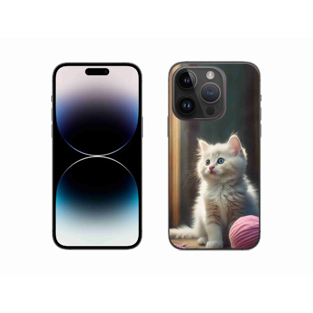 Gélový kryt mmCase na iPhone 14 Pro - biele mačiatko 2