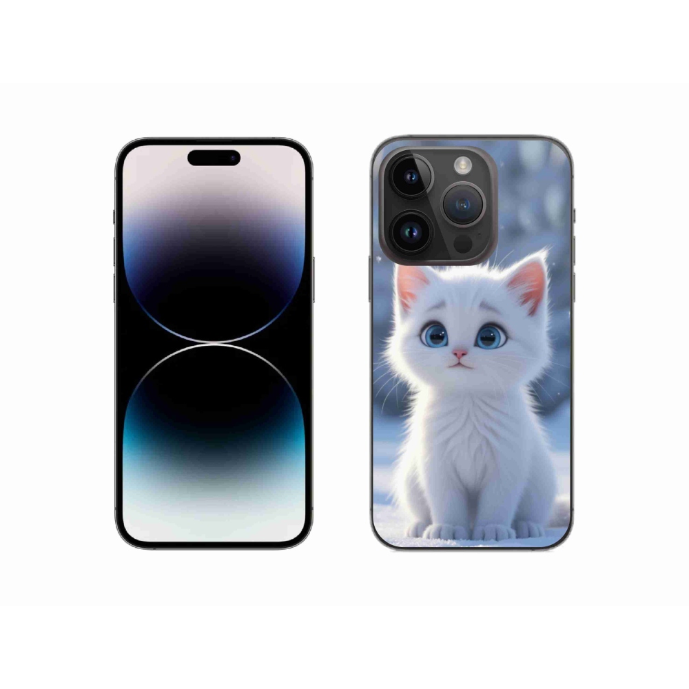Gélový kryt mmCase na iPhone 14 Pro - biele mačiatko 3