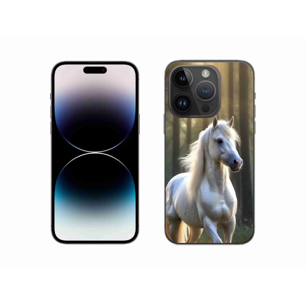 Gélový kryt mmCase na iPhone 14 Pro - biely kôň 3