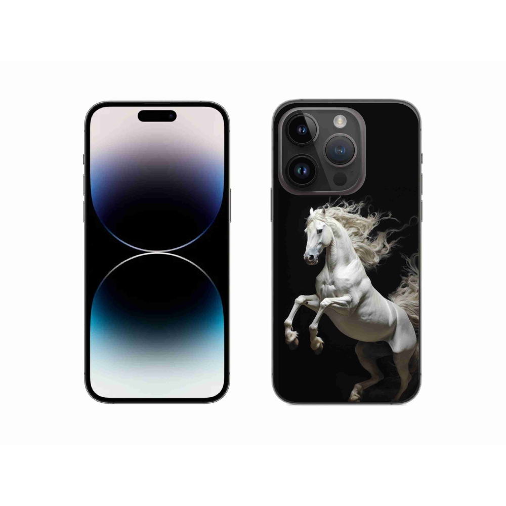 Gélový kryt mmCase na iPhone 14 Pro - biely kôň 4
