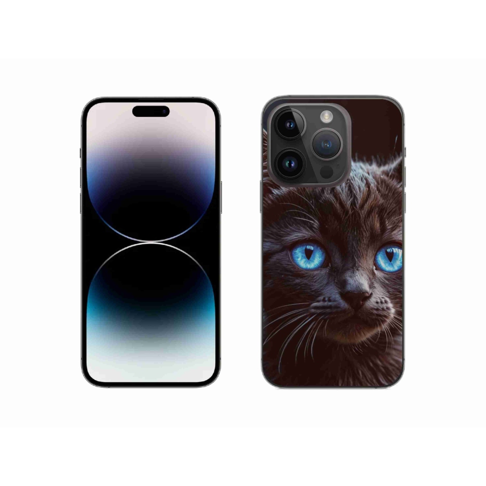 Gélový kryt mmCase na iPhone 14 Pro - čierne mačiatko 2