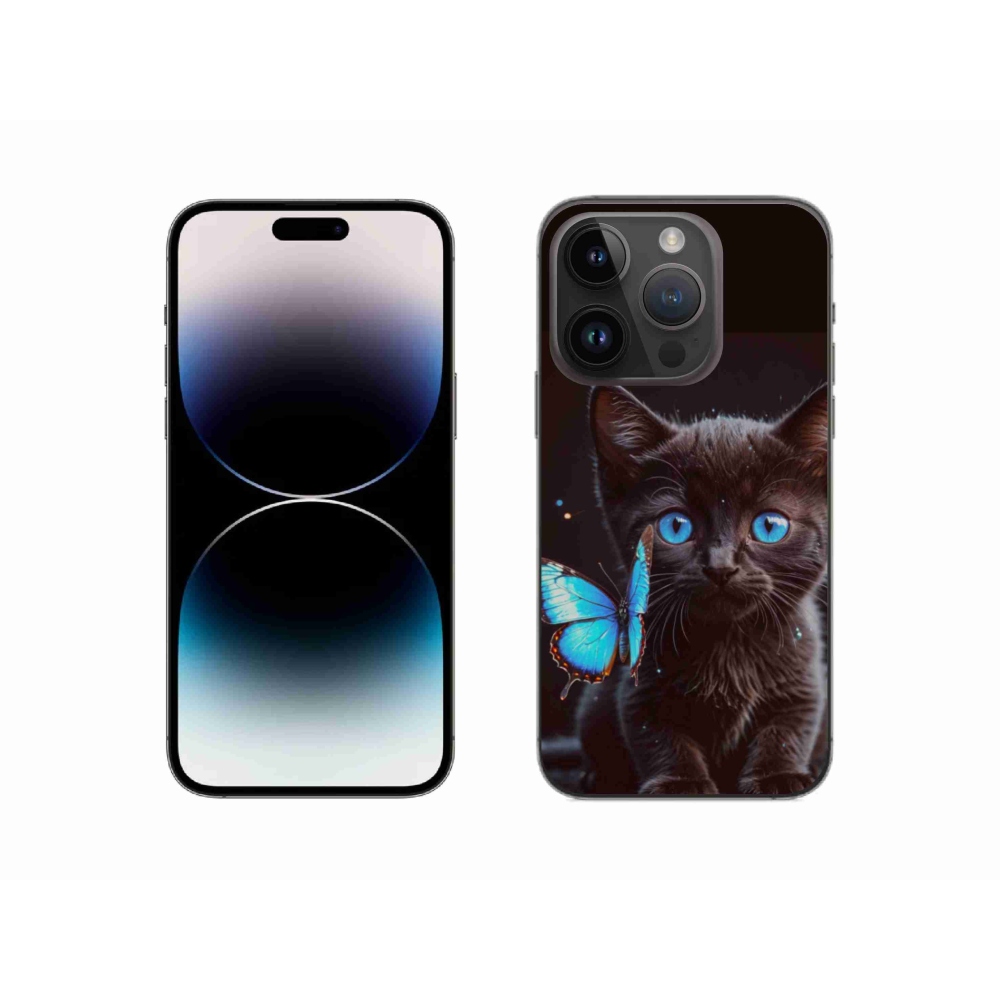 Gélový kryt mmCase na iPhone 14 Pro - čierne mačiatko 3