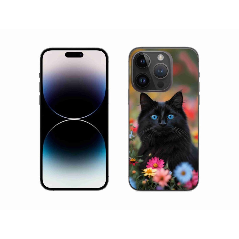 Gélový kryt mmCase na iPhone 14 Pro - čierne mačiatko 4