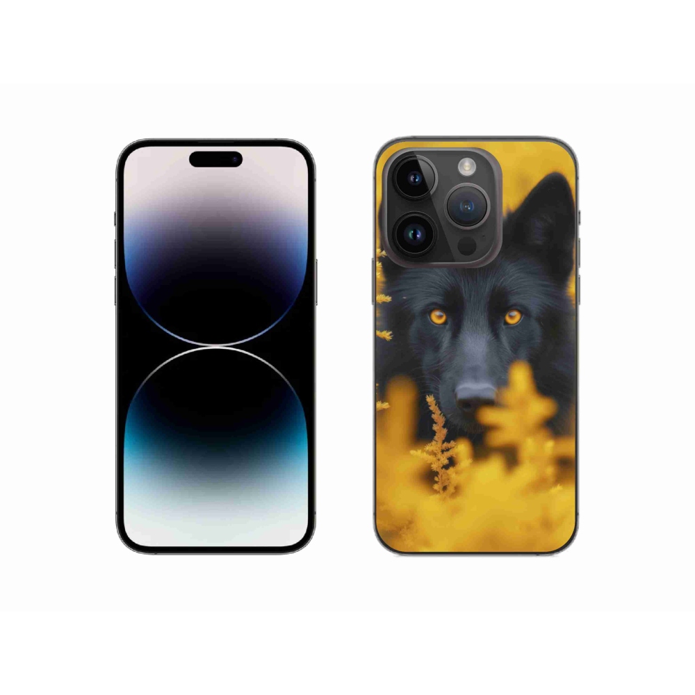 Gélový kryt mmCase na iPhone 14 Pro - čierny vlk 2